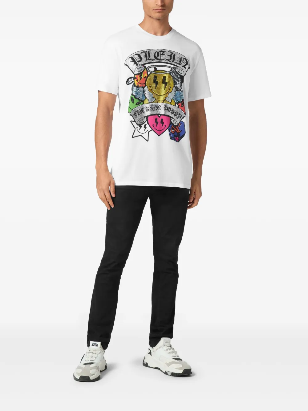 Philipp Plein SS Strass Smile T-shirt Wit