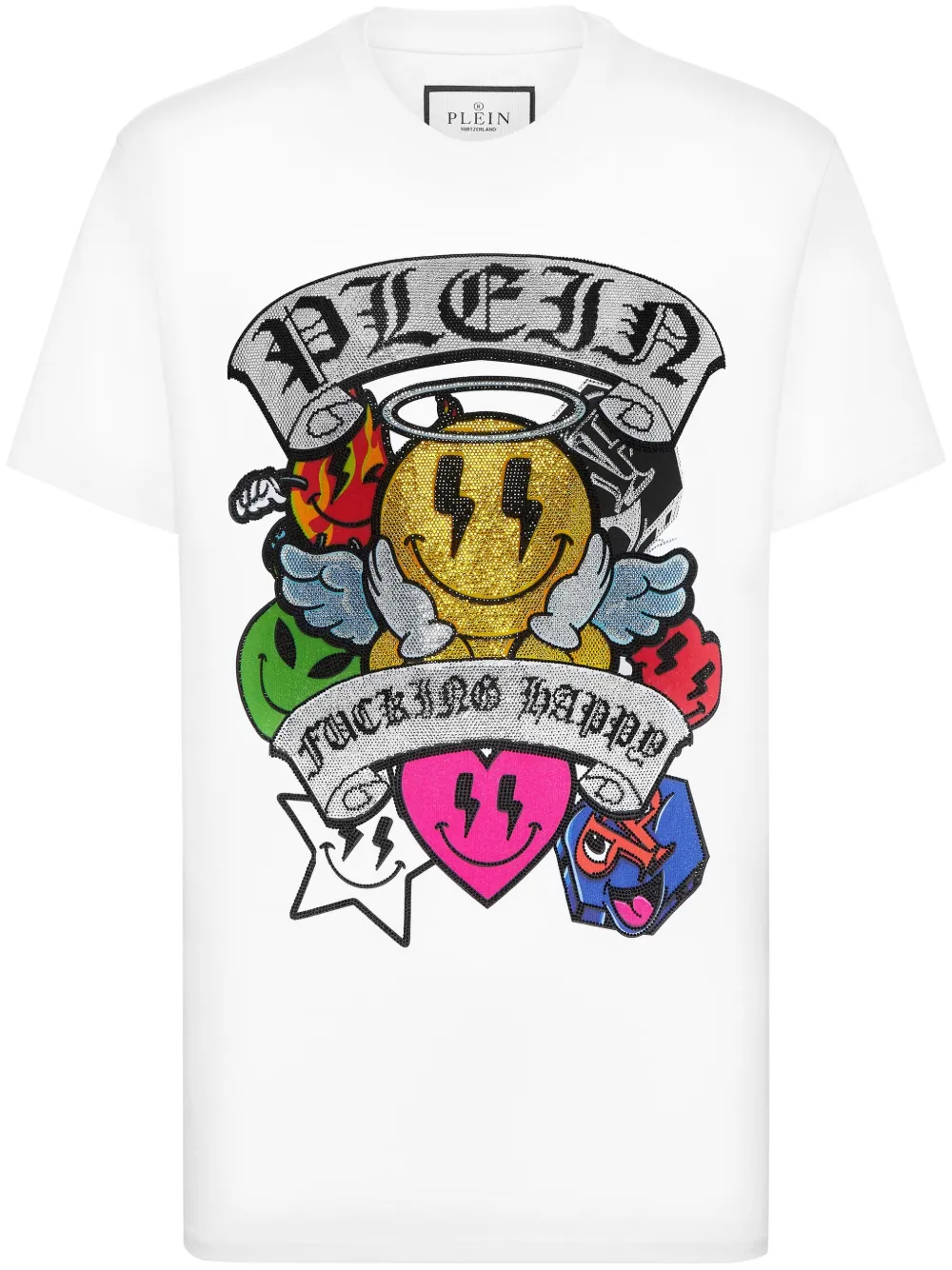 Philipp Plein SS Strass Smile T-shirt Wit