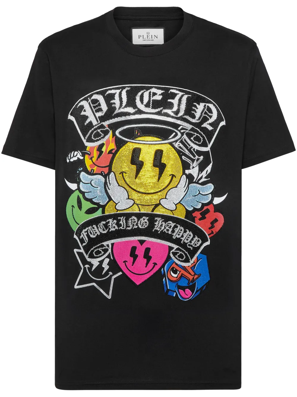 Philipp Plein SS Strass Smile T-shirt Zwart