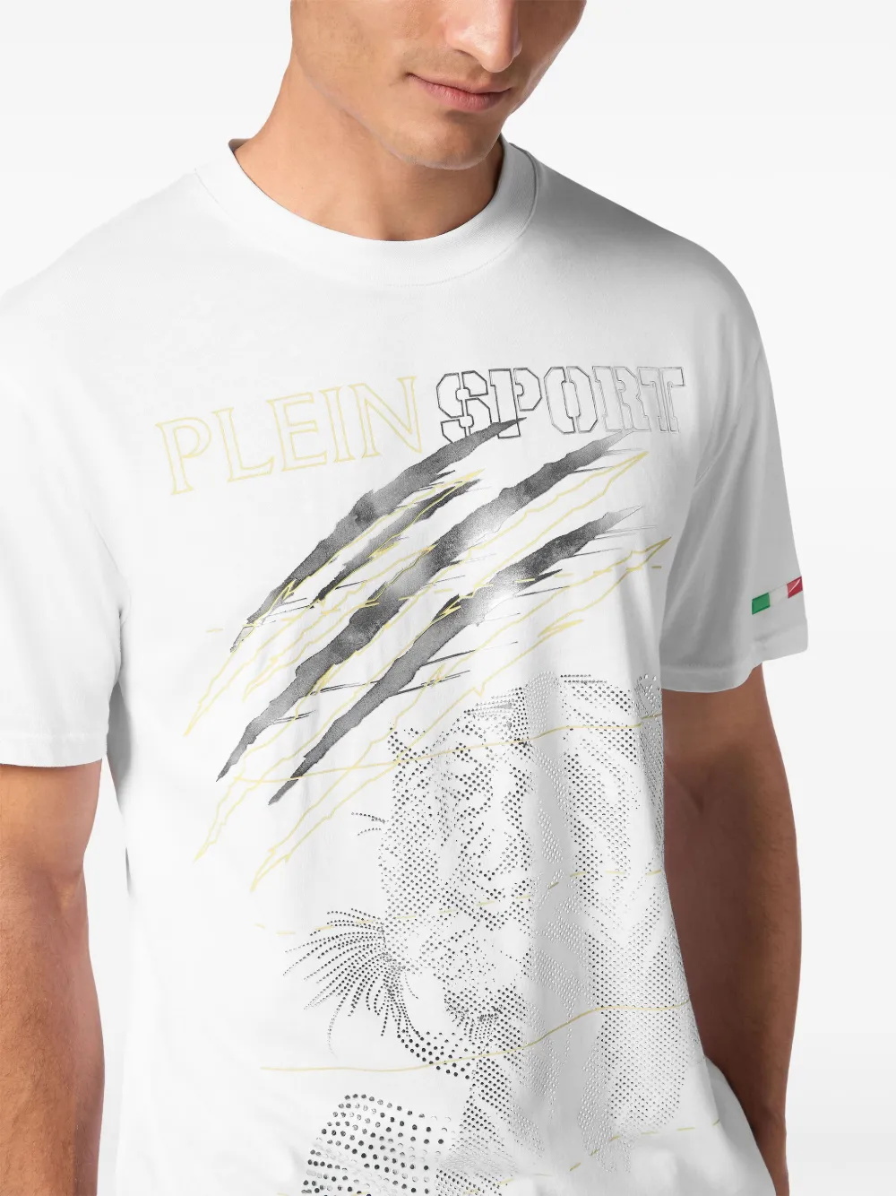 Plein Sport T-shirt met tijgerprint Wit