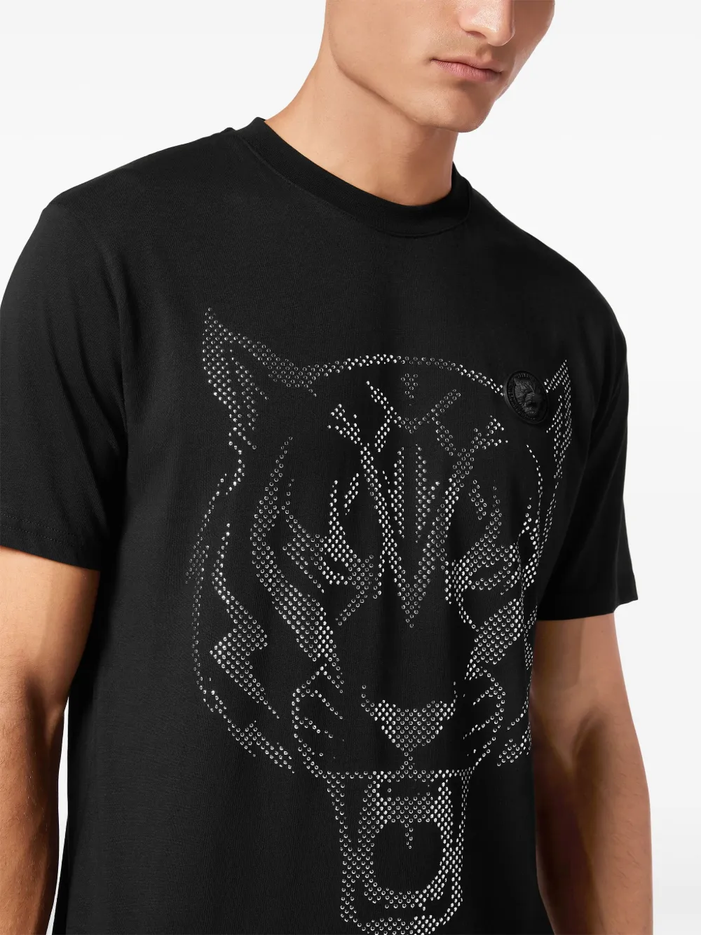 Plein Sport Lamina Tiger katoenen T-shirt Zwart