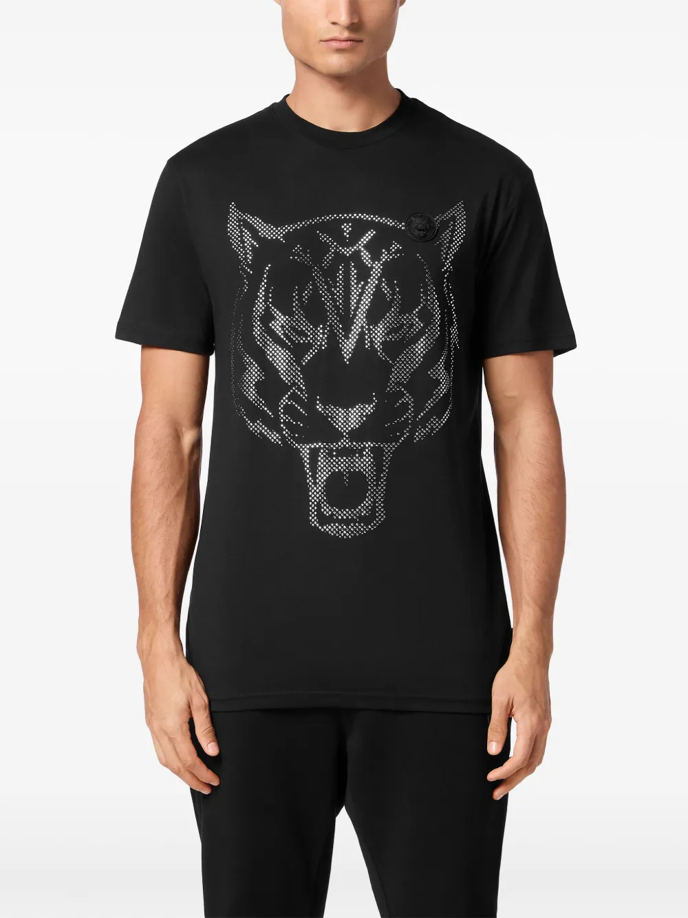 Plein Sport Lamina Tiger katoenen T-shirt Zwart