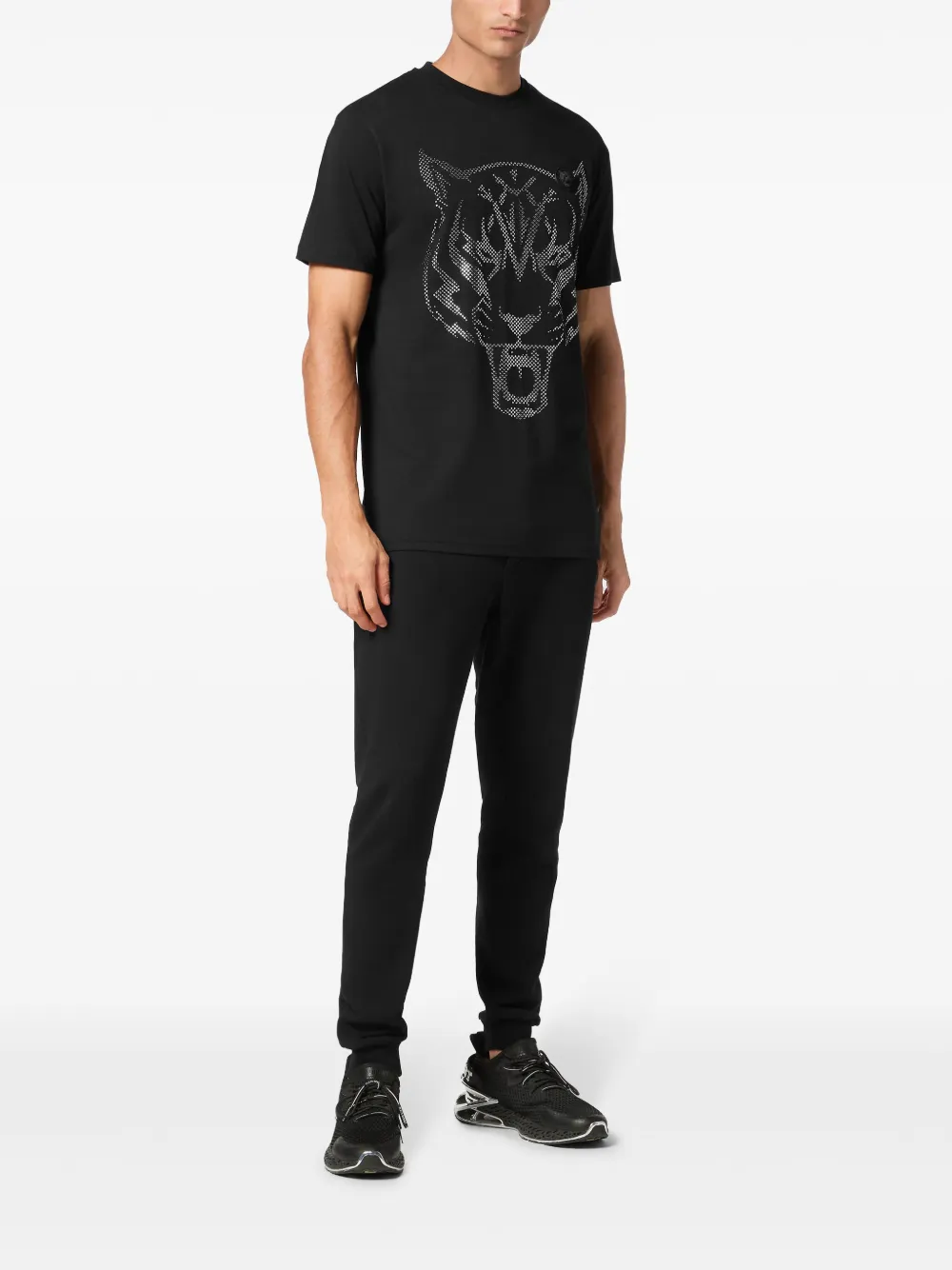 Plein Sport Lamina Tiger katoenen T-shirt Zwart
