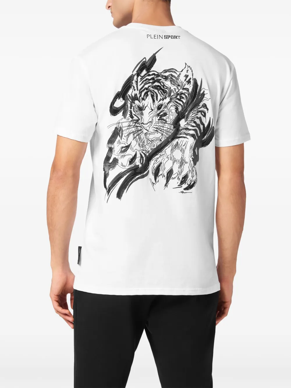 Plein Sport T-shirt met tijgerprint Wit