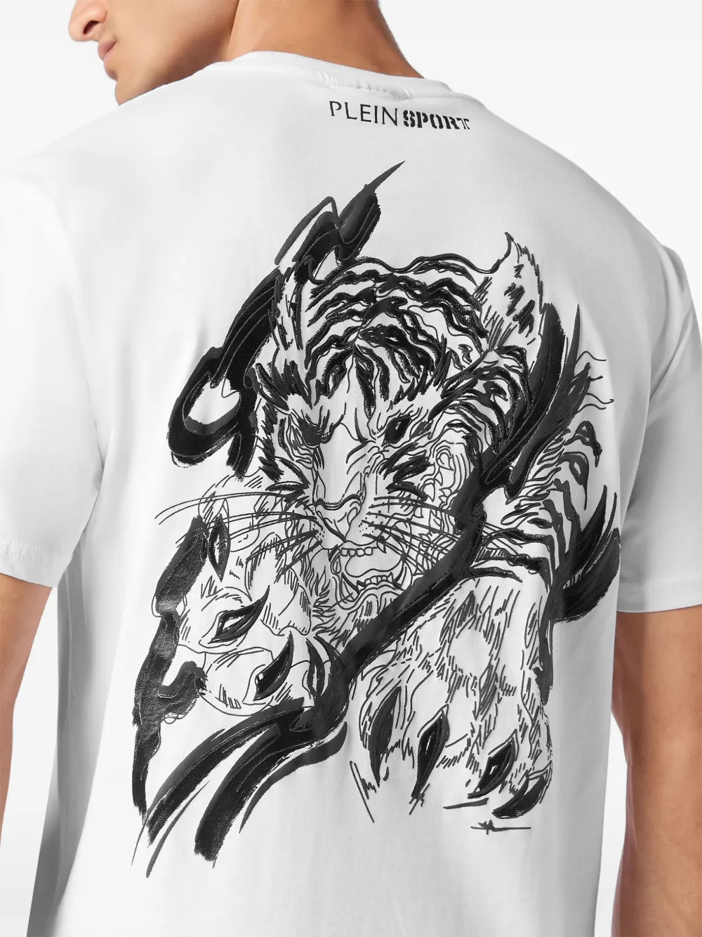 Plein Sport T-shirt met tijgerprint Wit