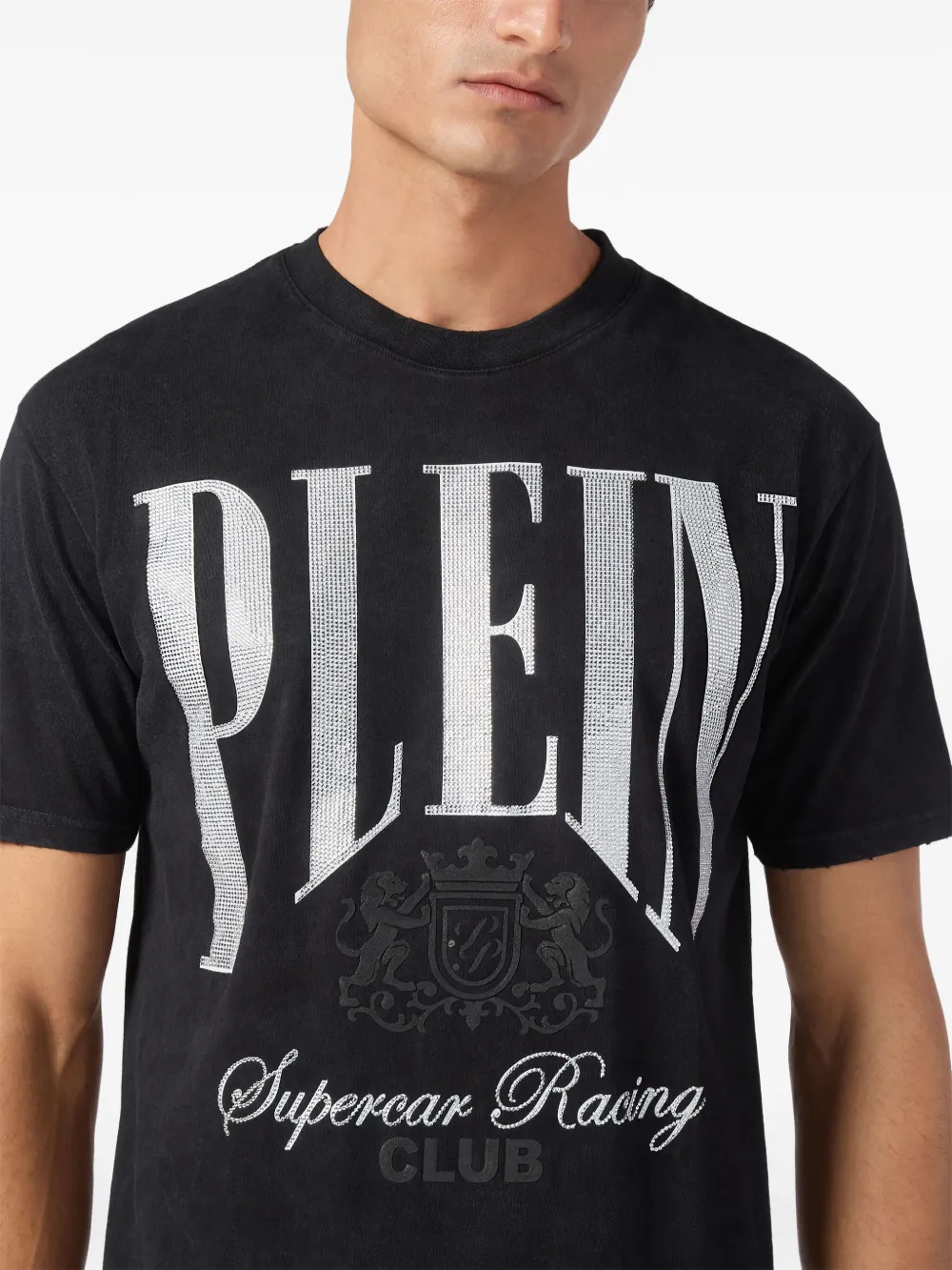 Philipp Plein Cars Racing T-shirt met stras Zwart
