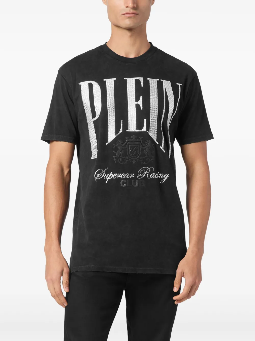 Philipp Plein Cars Racing T-shirt met stras Zwart