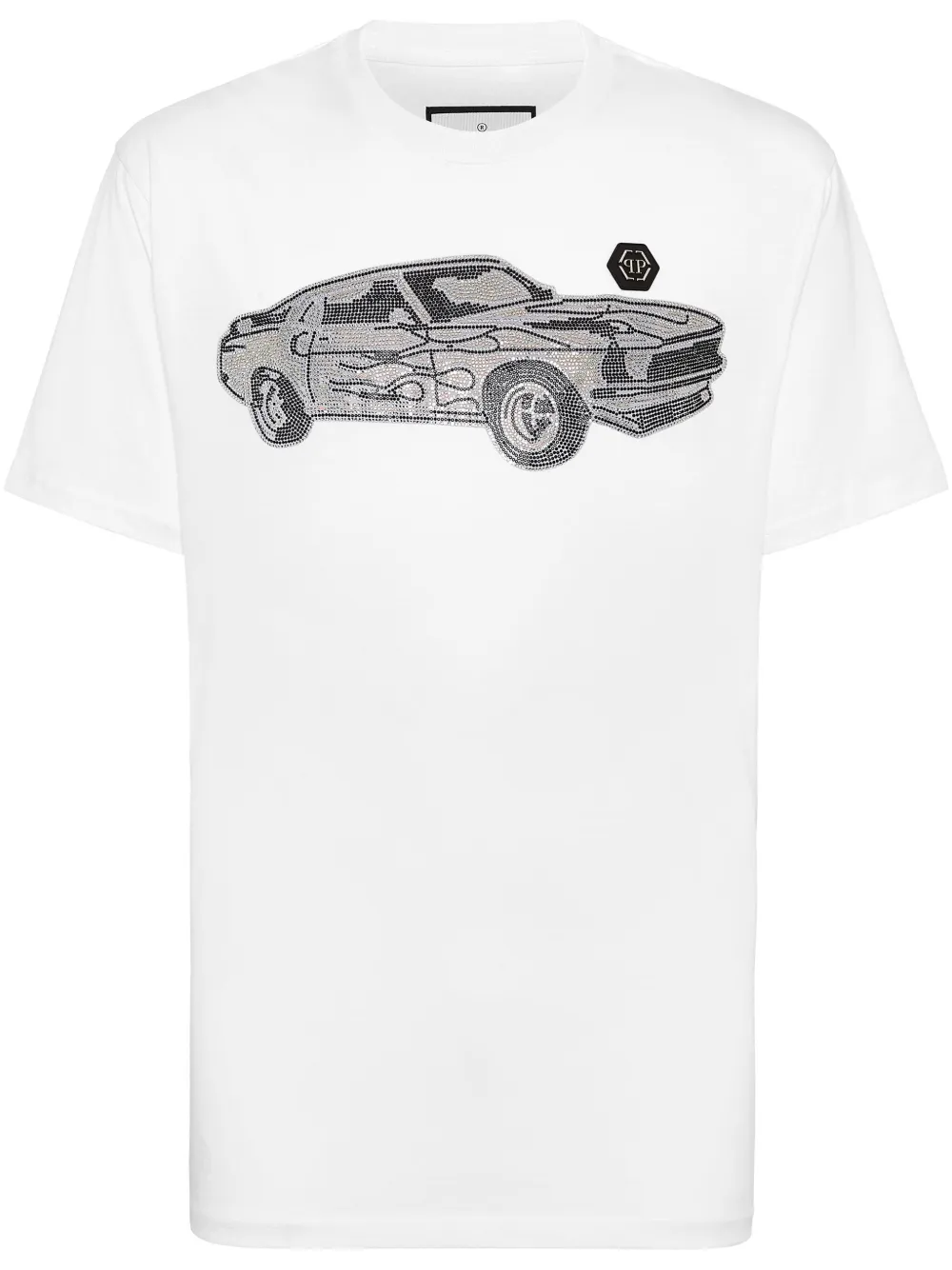 Philipp Plein SS Strass Cars Racing T-shirt Wit