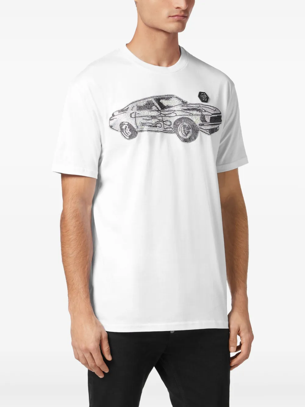 Philipp Plein SS Strass Cars Racing T-shirt Wit