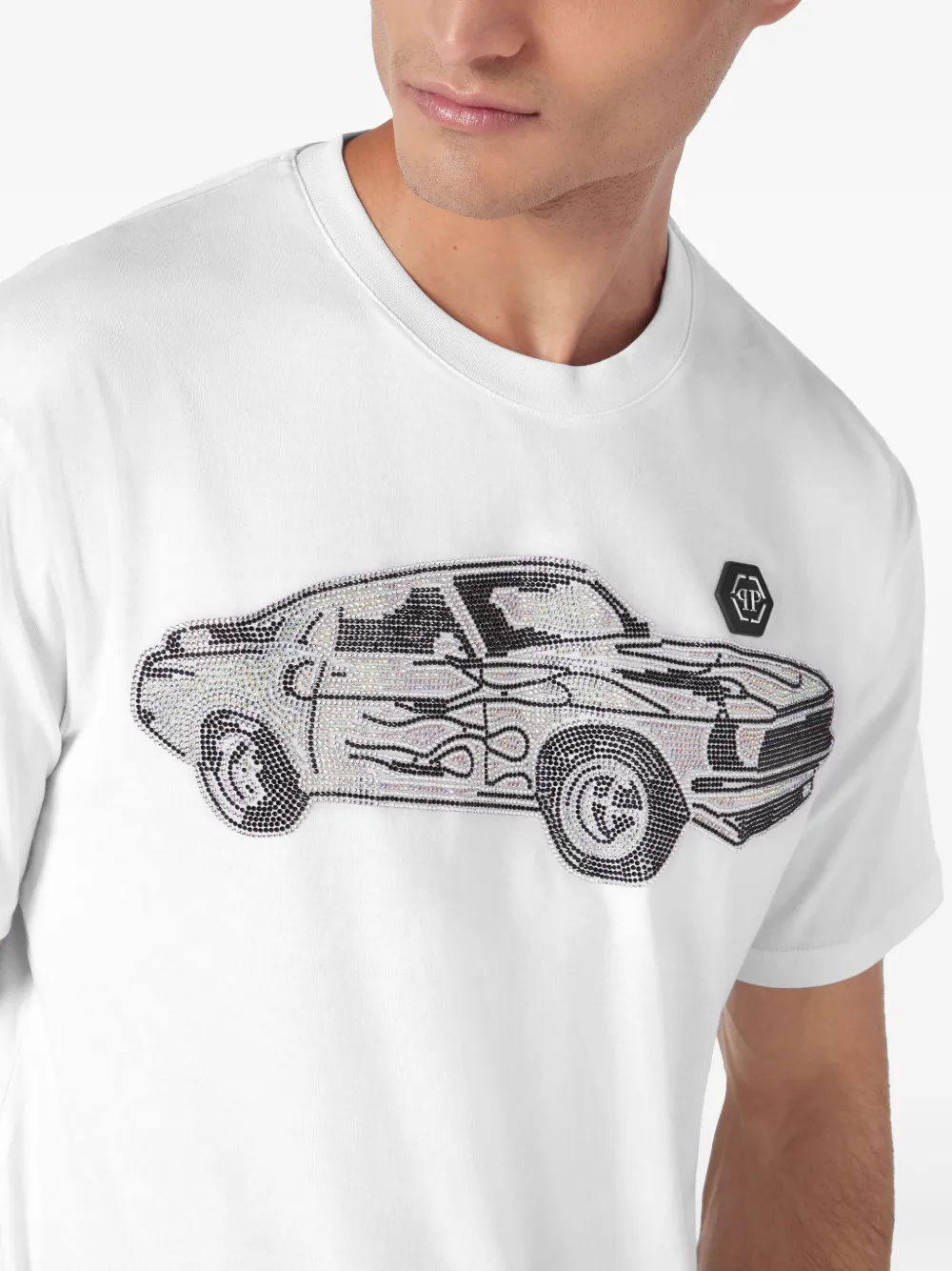 Philipp Plein SS Strass Cars Racing T-shirt Wit