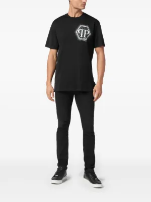フィリッププレイン メンズ Tシャツ ブラック スカル ドクロ ラインストーン フィリッププレイン メンズ Tシャツ ブラック スカル ドクロ