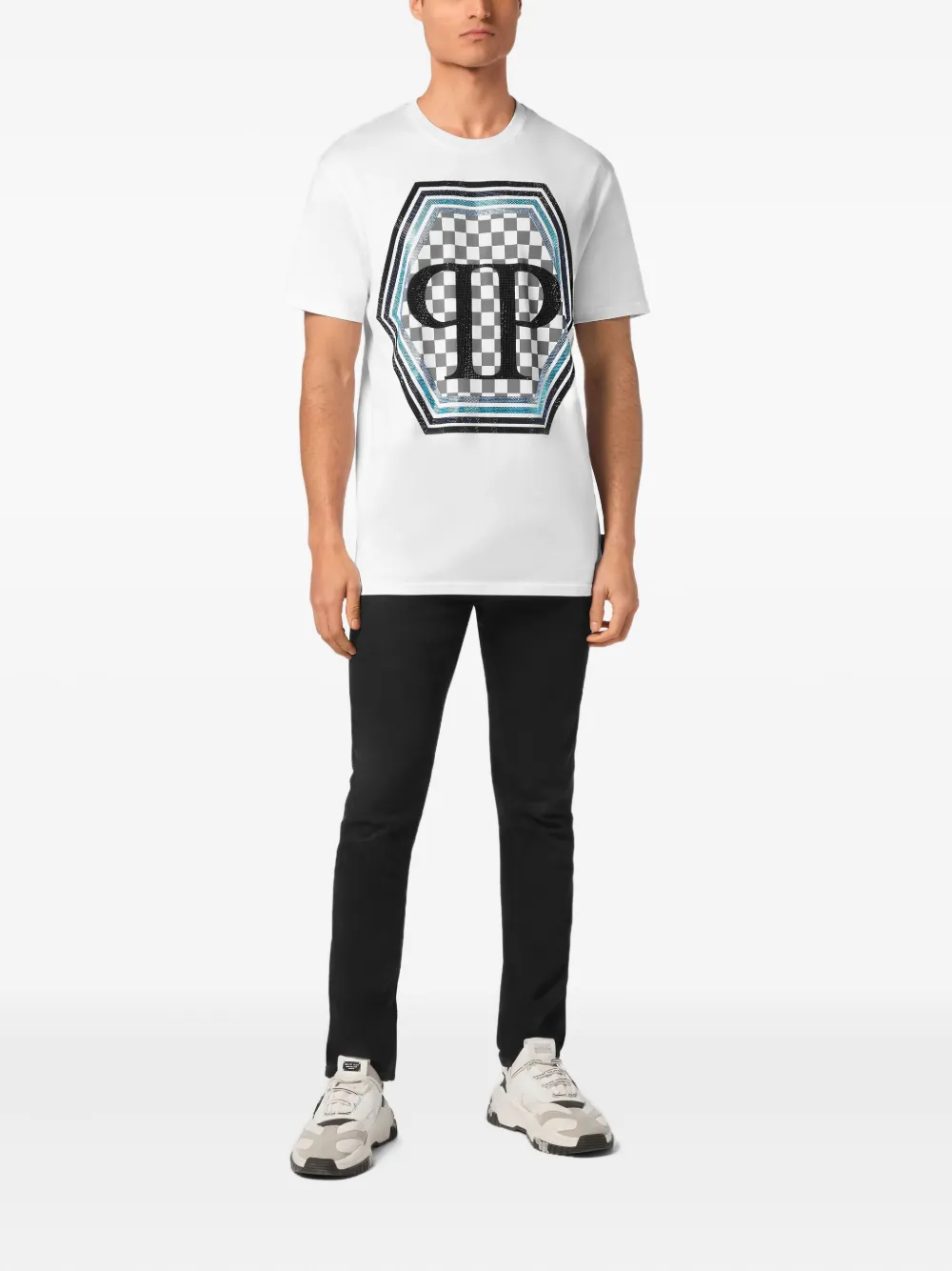 Philipp Plein Strass Hexagon T-shirt - Wit