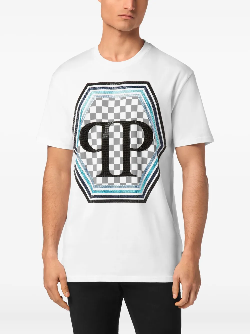 Philipp Plein Strass Hexagon T-shirt Wit