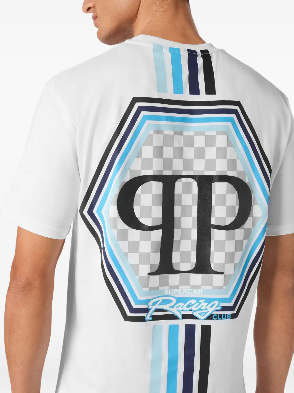Philipp Plein Stripes Hexagon T-shirt Wit