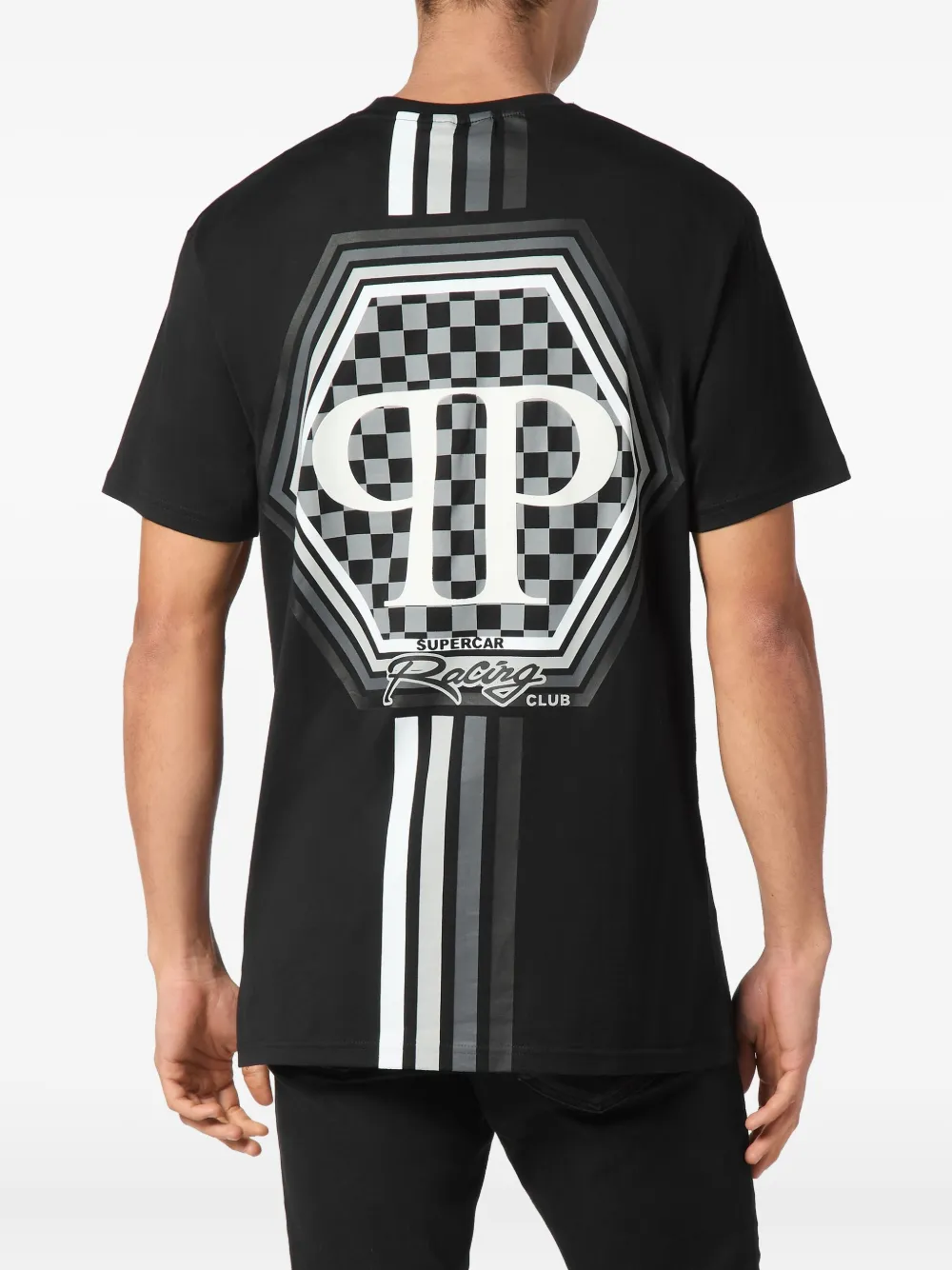 Philipp Plein Stripes Hexagon T-shirt Zwart