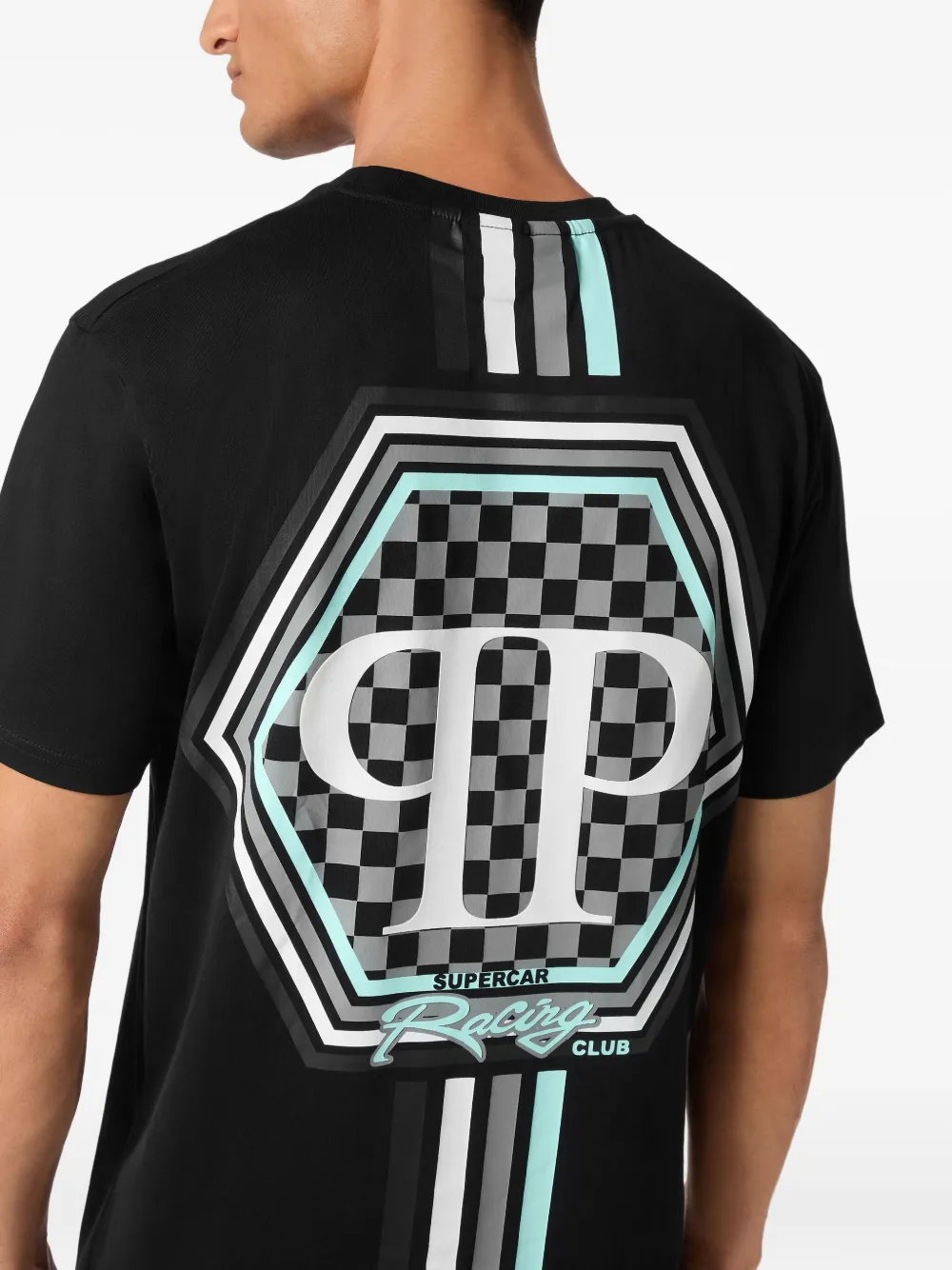 Philipp Plein Stripes Hexagon T-shirt Zwart