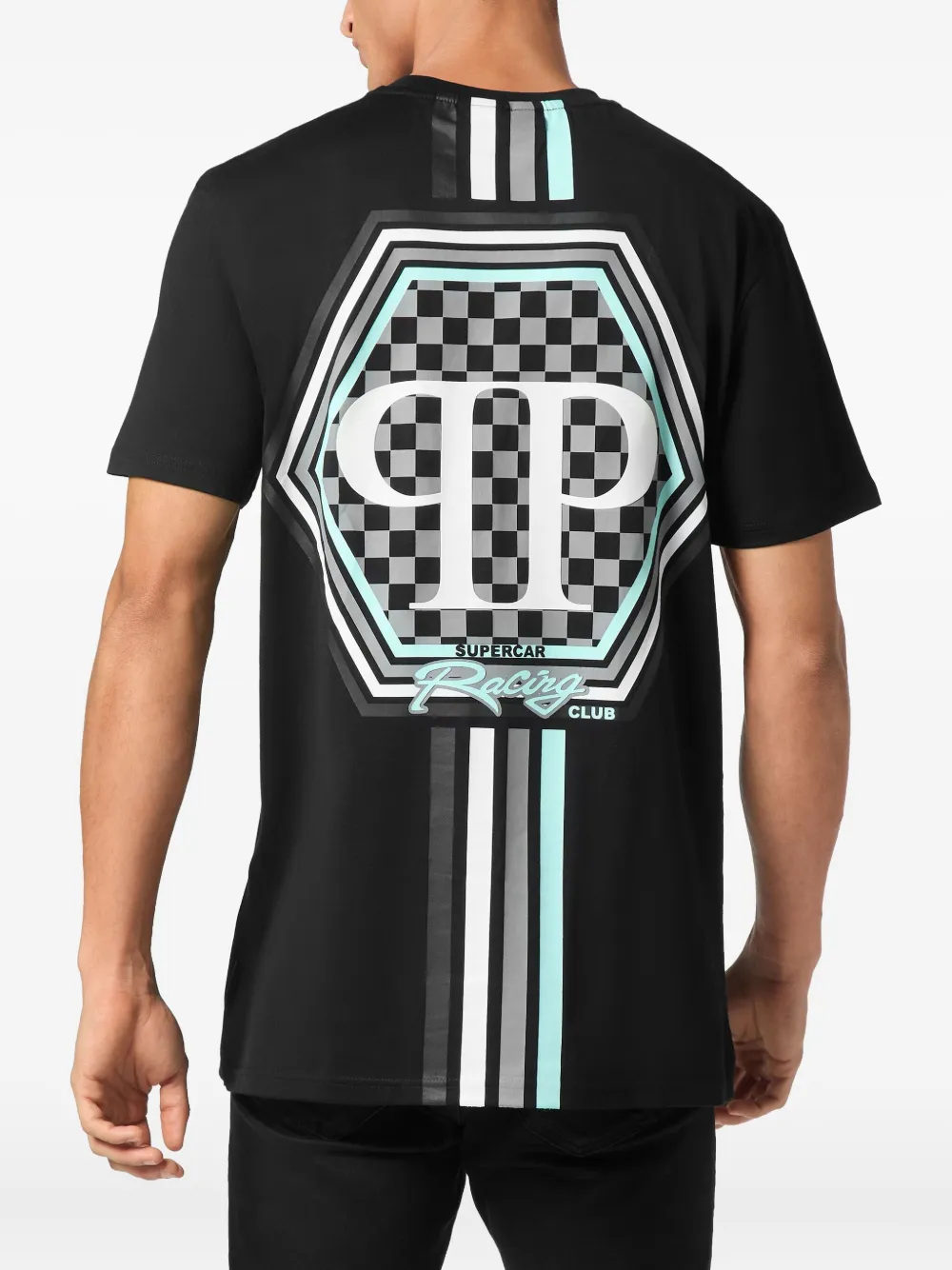 Philipp Plein Stripes Hexagon T-shirt Zwart