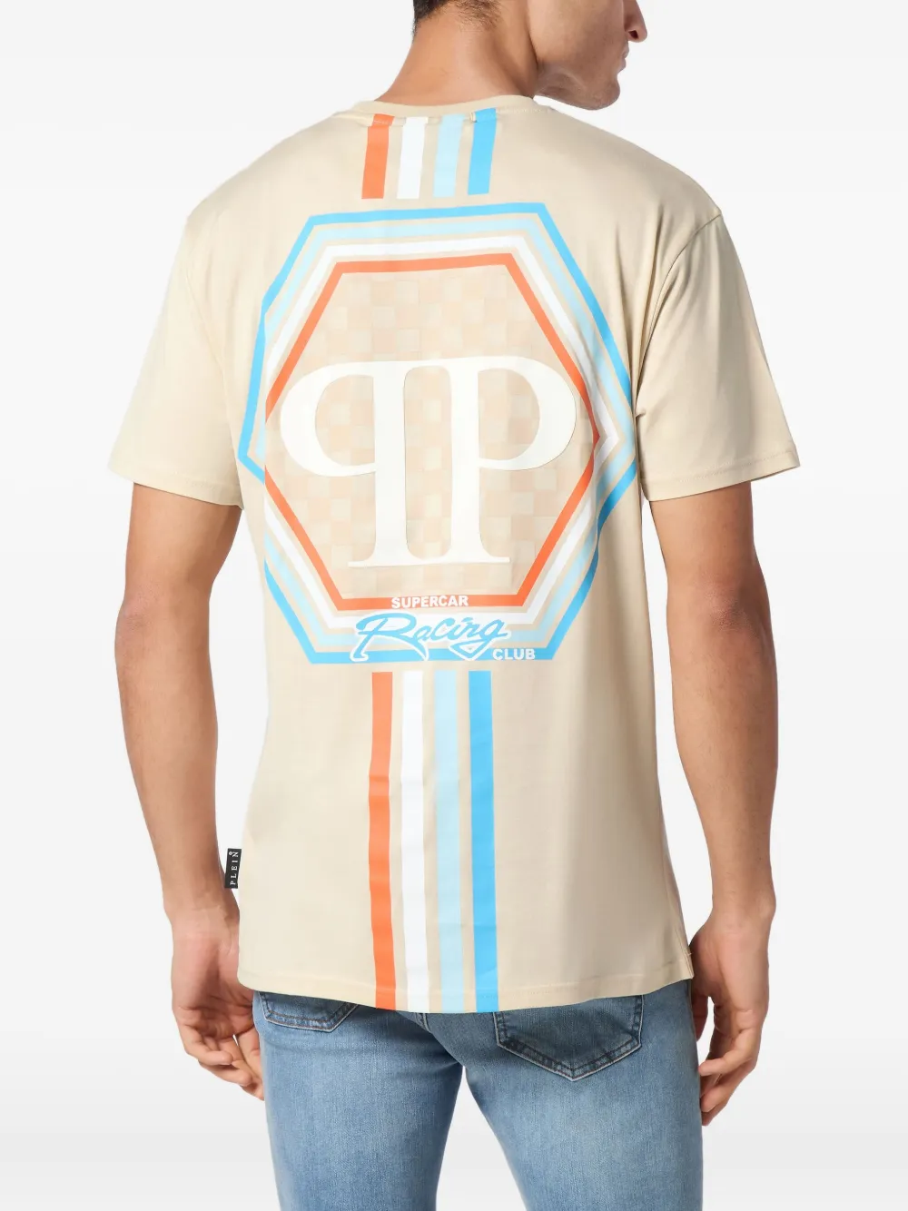 Philipp Plein hexagon-stripe T-shirt Beige