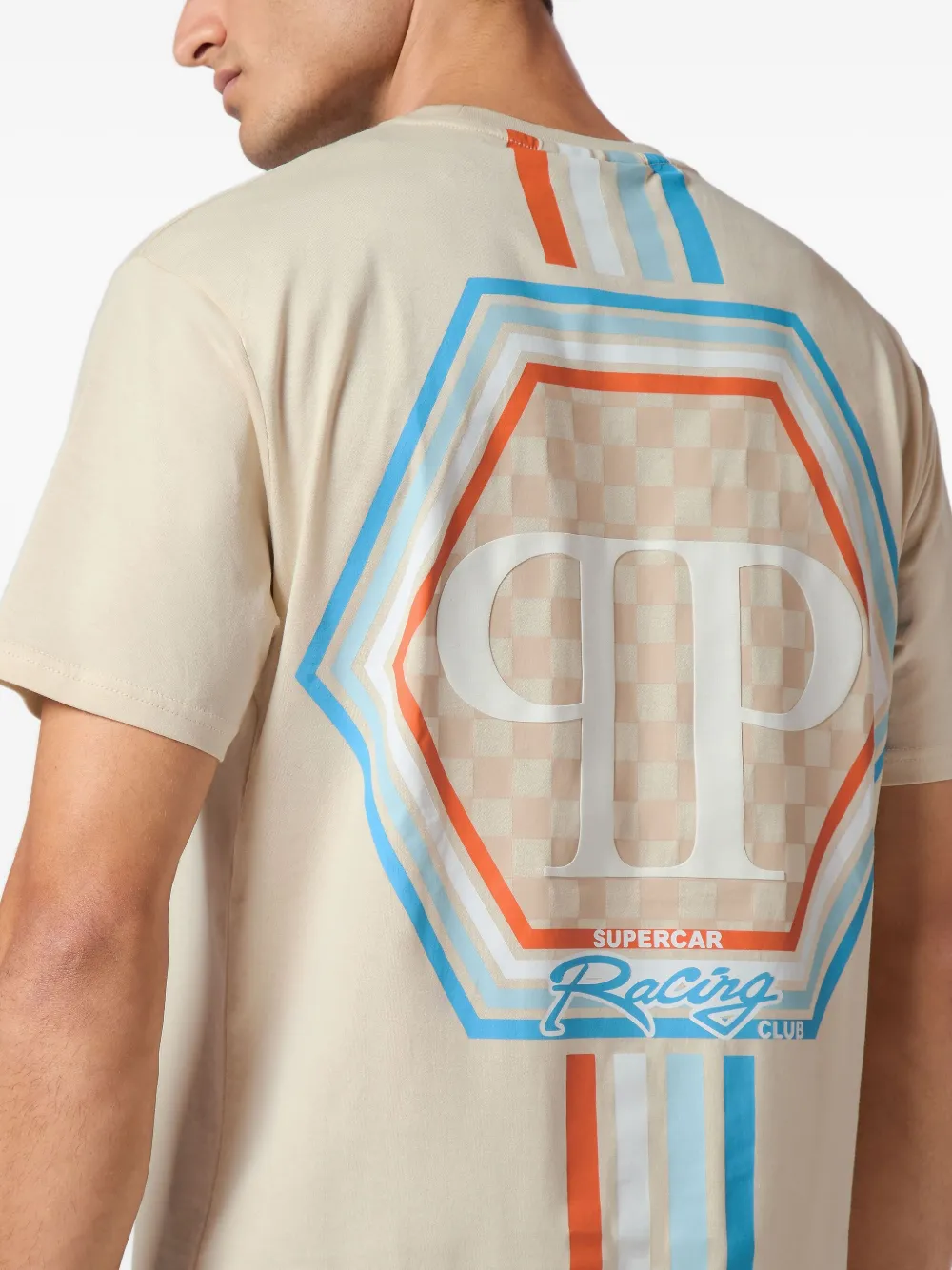 Philipp Plein hexagon-stripe T-shirt Beige