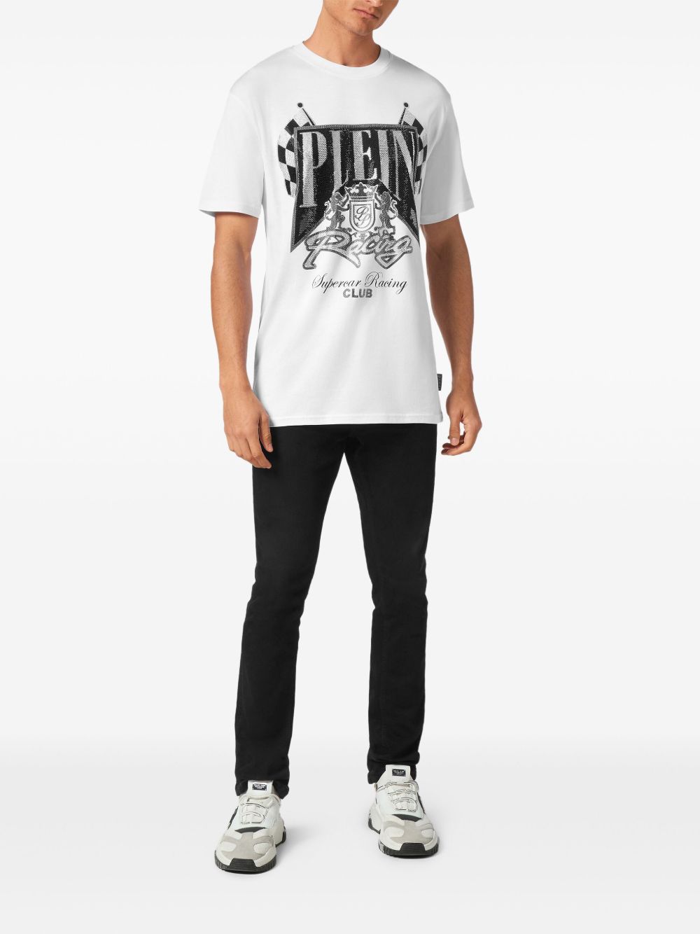 Philipp Plein Racing Club T-shirt met stras - Wit