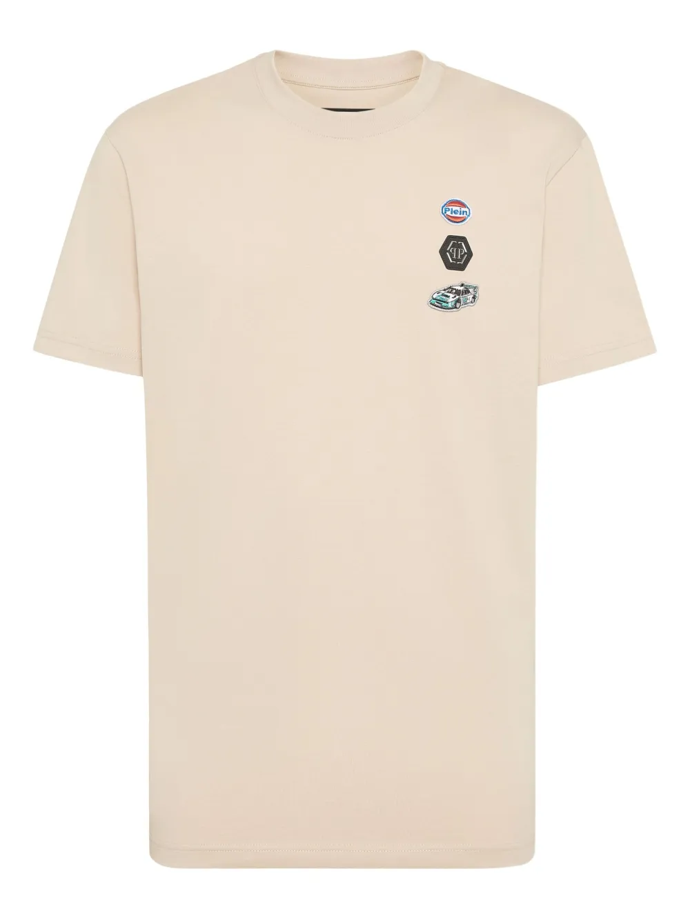 Philipp Plein T-shirt met raceauto-patch Beige