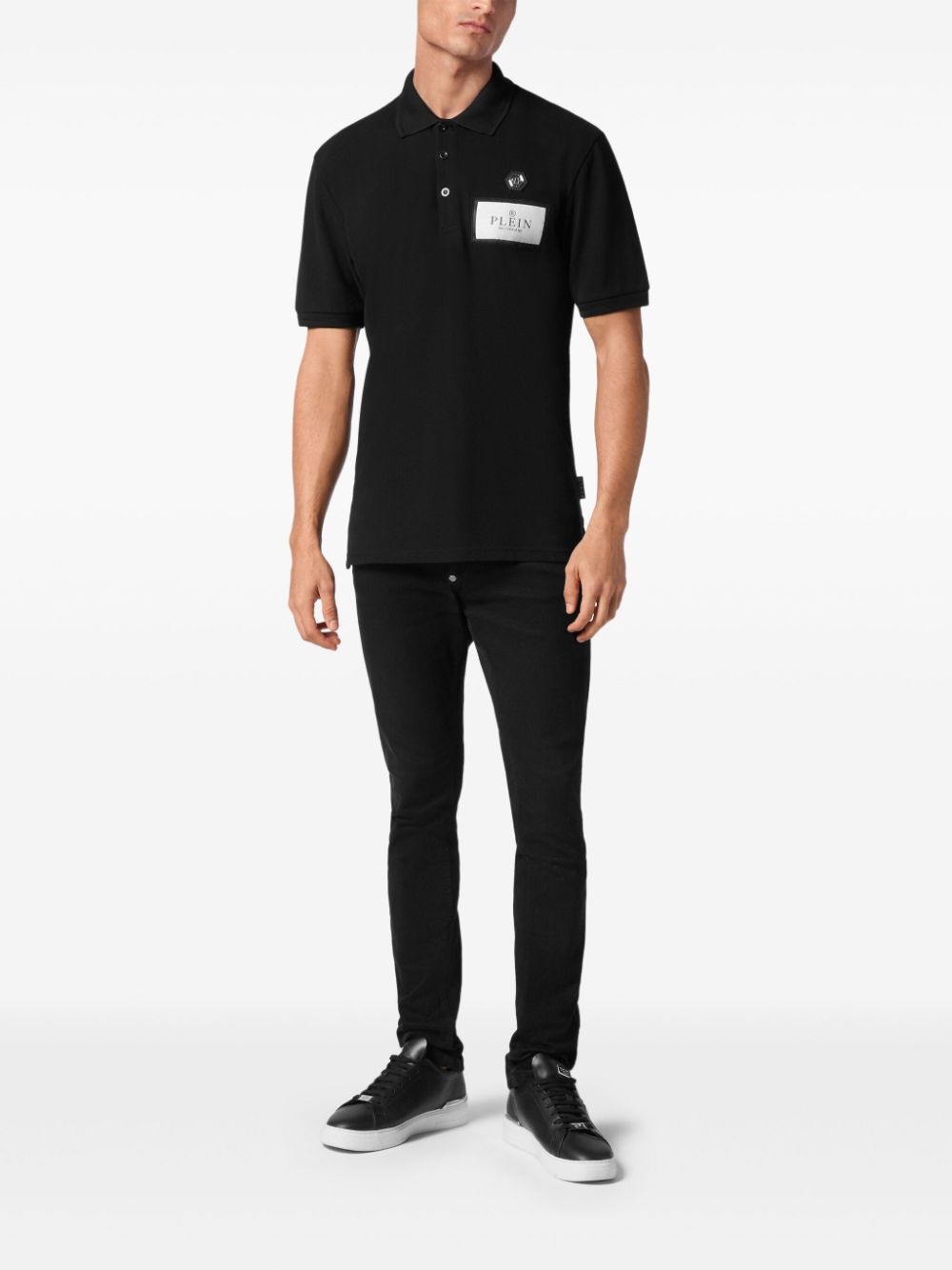 Philipp Plein logo-patch polo shirt - Zwart