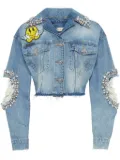 Philipp Plein denim cropped Smile jacket - Blue