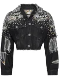Philipp Plein crystal-embellished denim jacket - Black