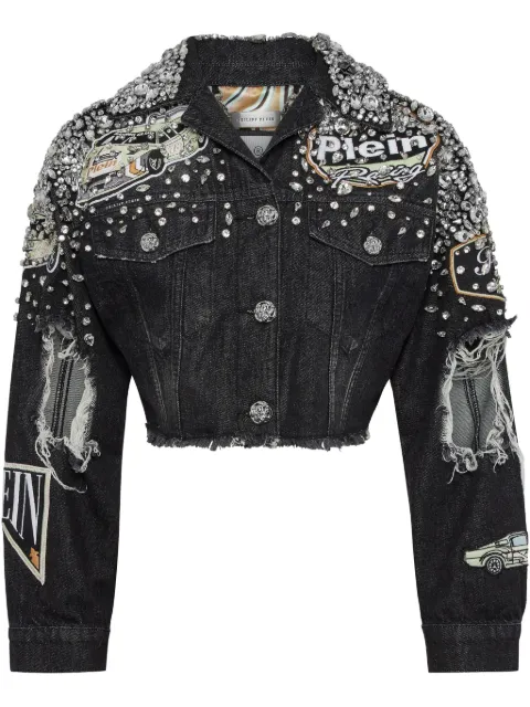 Philipp Plein جاكيت جينز مزين بكريستال