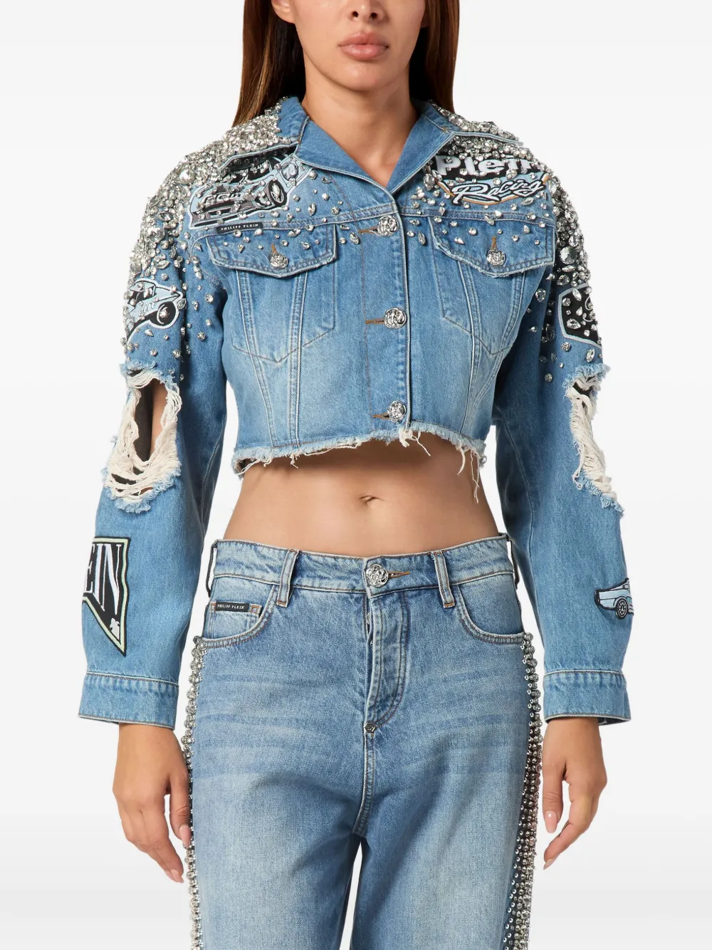 PHILIPP PLEIN CROPPED DENIM JACKET