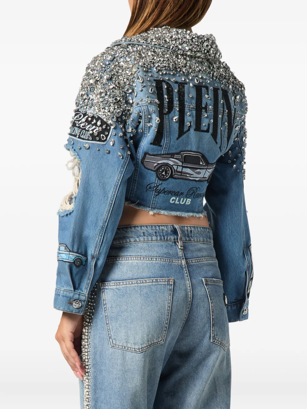 PHILIPP PLEIN CROPPED DENIM JACKET