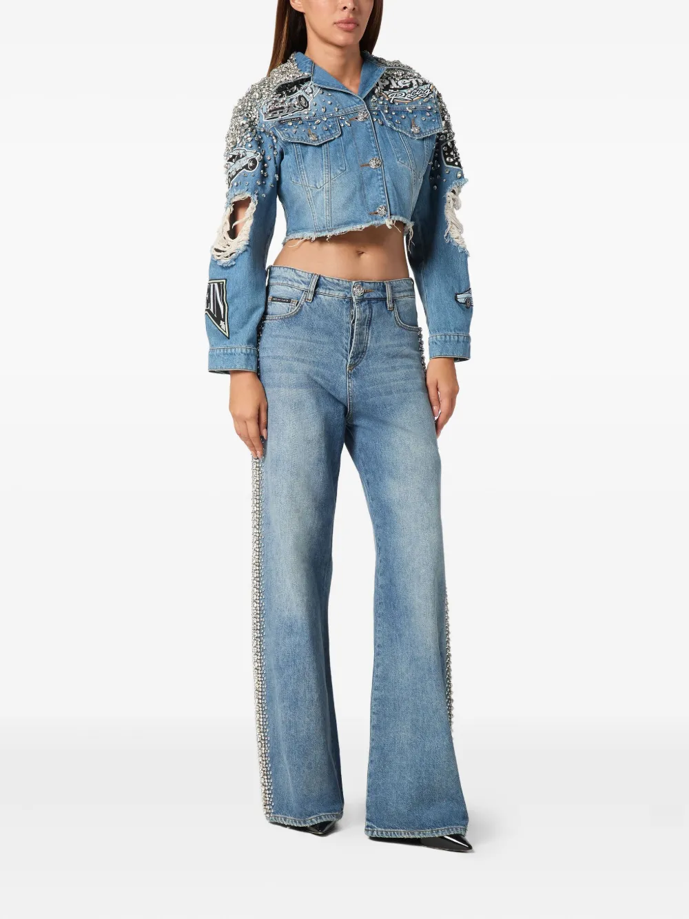 PHILIPP PLEIN CROPPED DENIM JACKET