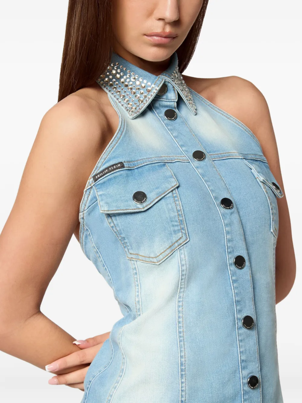 Philipp Plein Denim mini-jurk Blauw