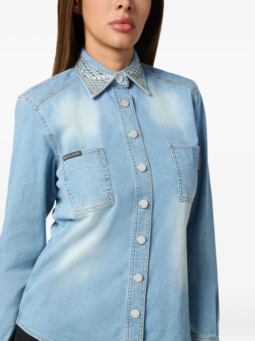 Philipp Plein Blouse verfraaid met kristal Blauw