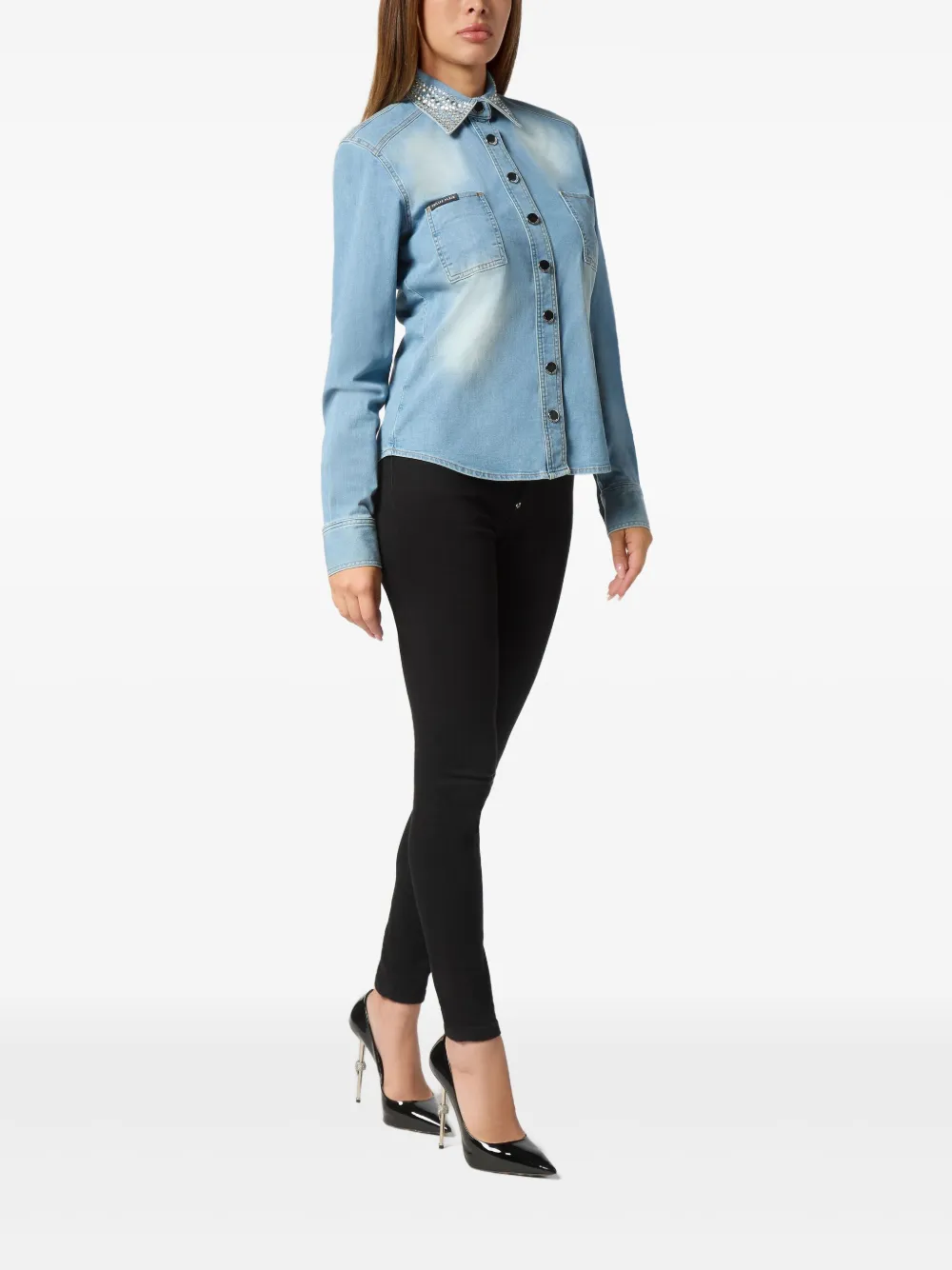 Philipp Plein Blouse verfraaid met kristal Blauw