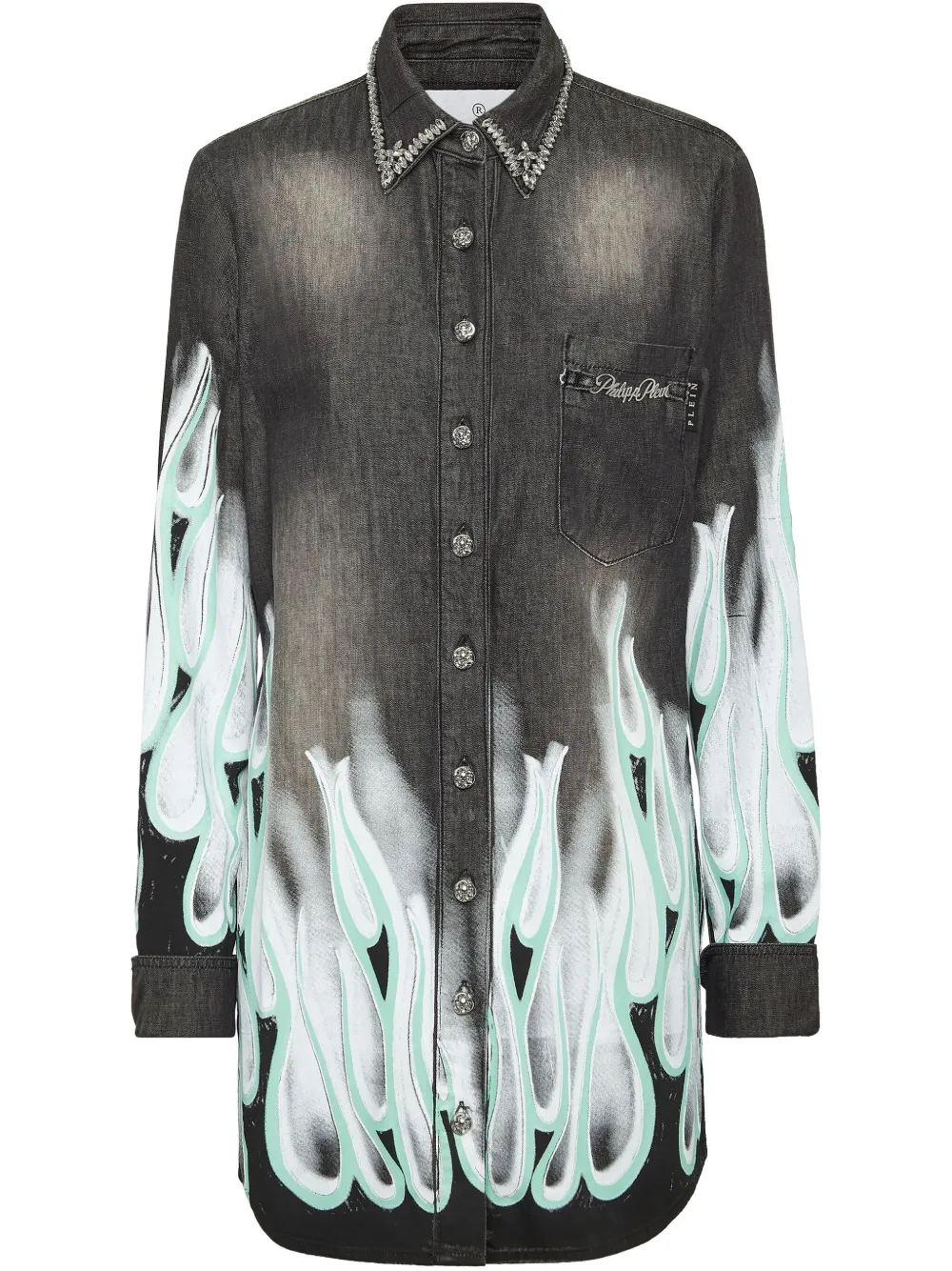 PHILIPP PLEIN FLAME RACING DENIM SHIRT