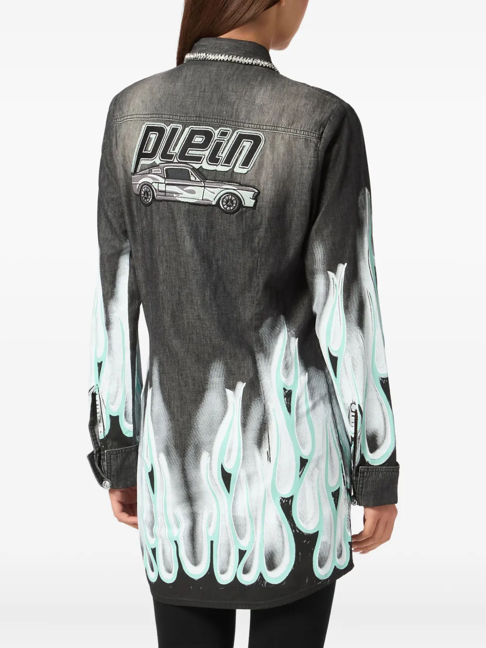 PHILIPP PLEIN FLAME RACING DENIM SHIRT