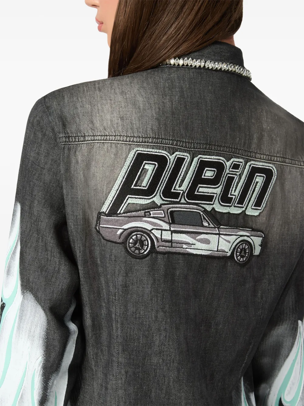 PHILIPP PLEIN FLAME RACING DENIM SHIRT