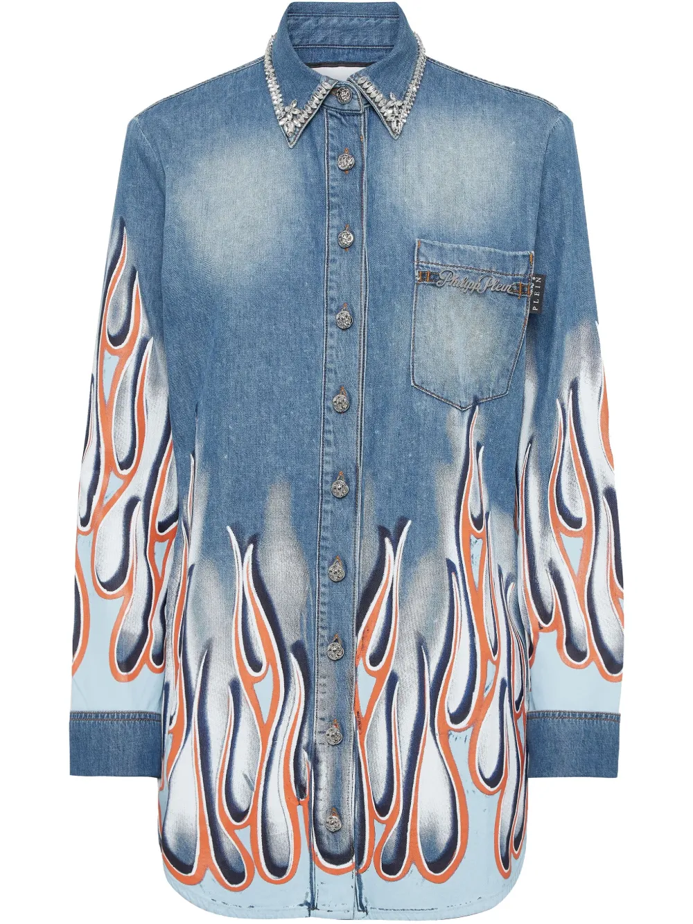 PHILIPP PLEIN FLAME RACING DENIM SHIRT