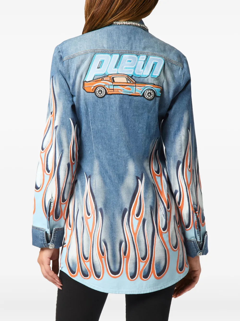 PHILIPP PLEIN FLAME RACING DENIM SHIRT