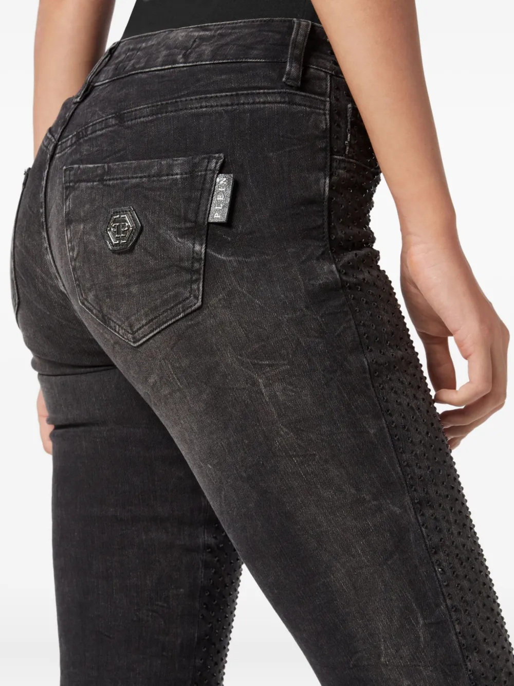 PHILIPP PLEIN CRYSTAL-EMBELLISHED JEANS