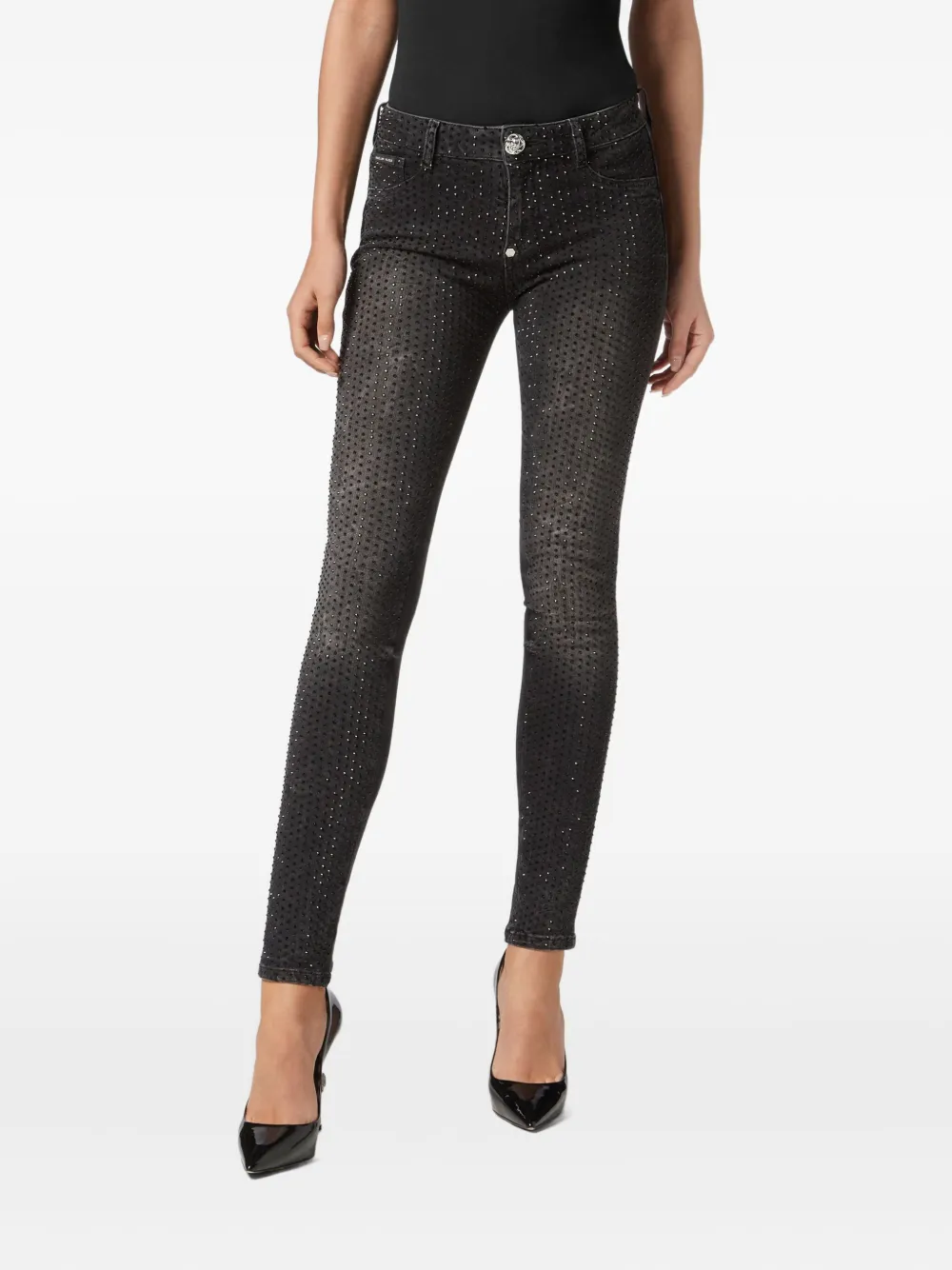 PHILIPP PLEIN CRYSTAL-EMBELLISHED JEANS