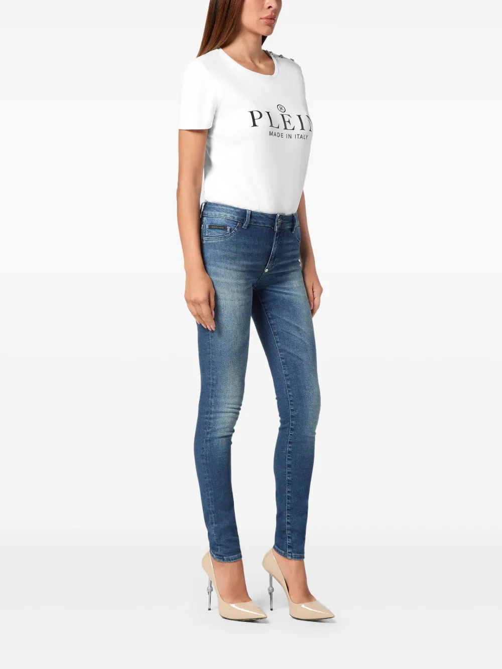 Philipp Plein Jeans met geborduurd logo Blauw