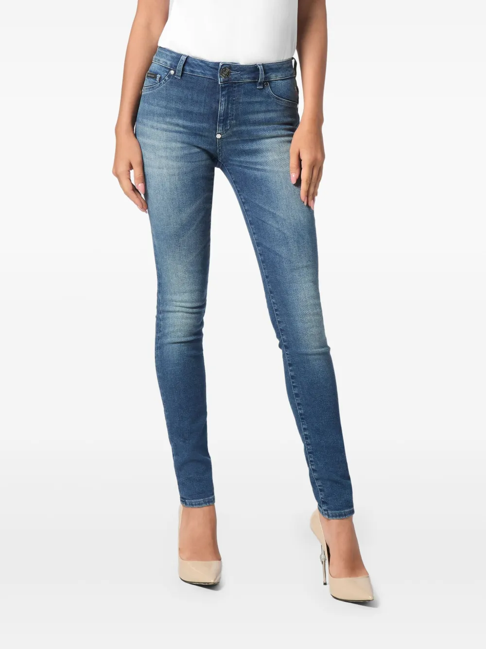 Philipp Plein Jeans met geborduurd logo Blauw