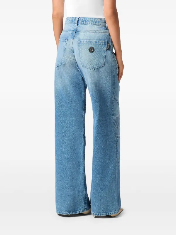 売り切れました★定価85000円　PHILIPP PLEIN デニム ジーンズ Philipp Plein ワイドジーンズ | ブルー | FARFETCH JP