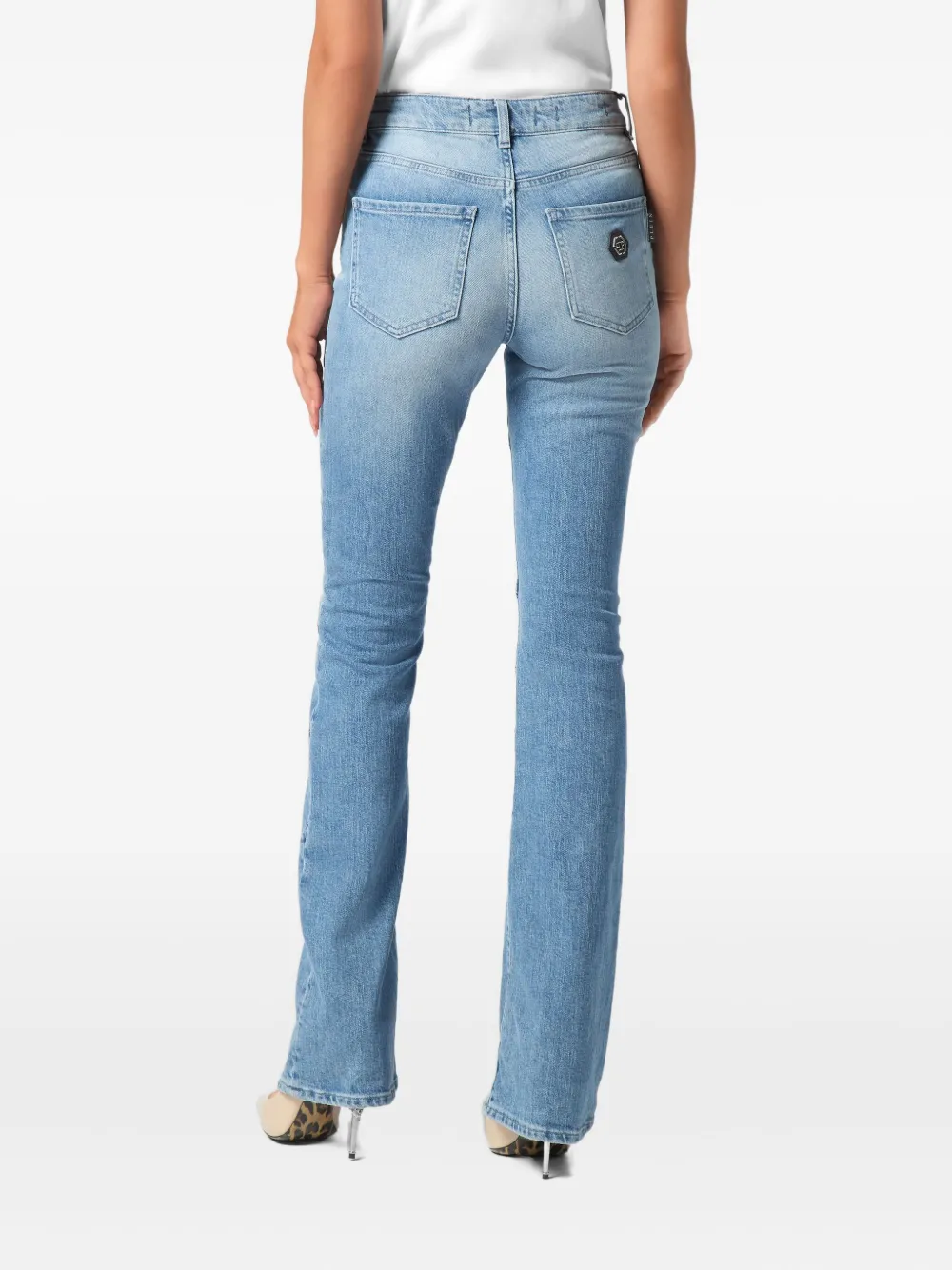 Shop Philipp Plein Flared Jeans In Blue