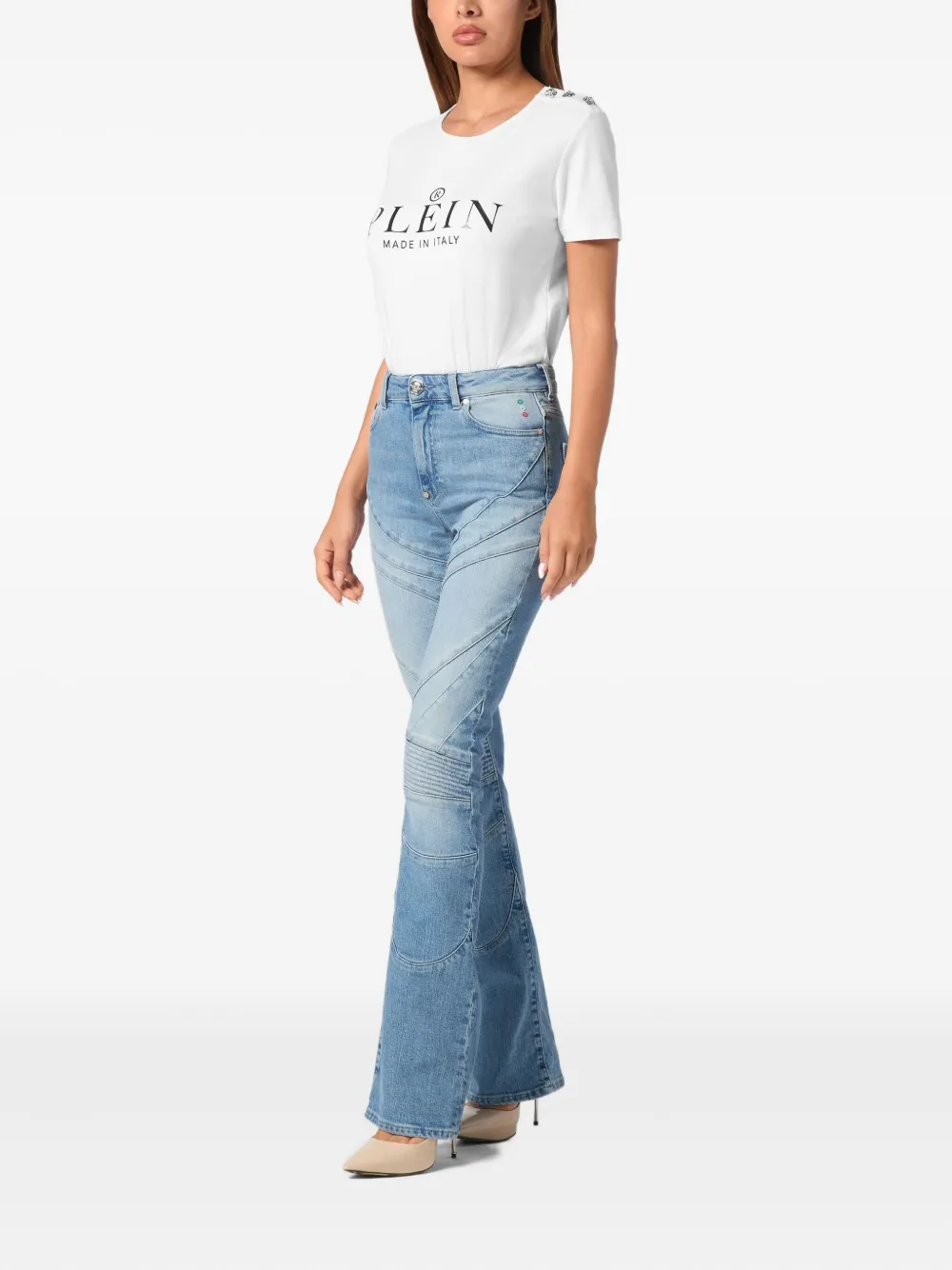 Shop Philipp Plein Flared Jeans In Blue