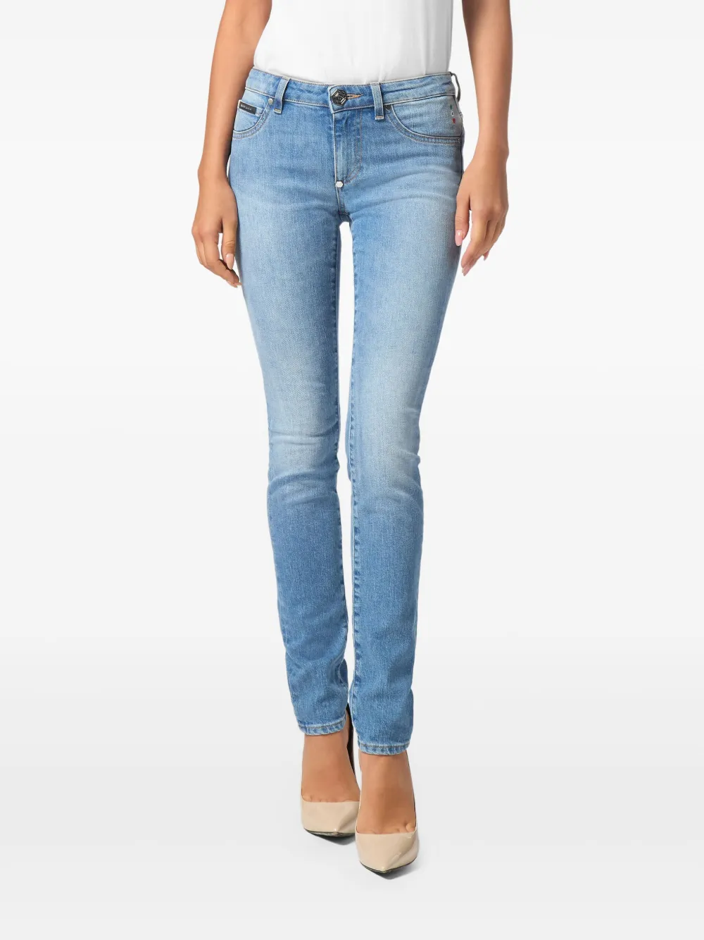 Philipp Plein logo-patch jeans - Blauw