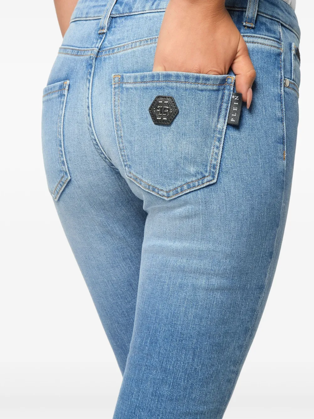 Philipp Plein Jeans met logopatch Blauw