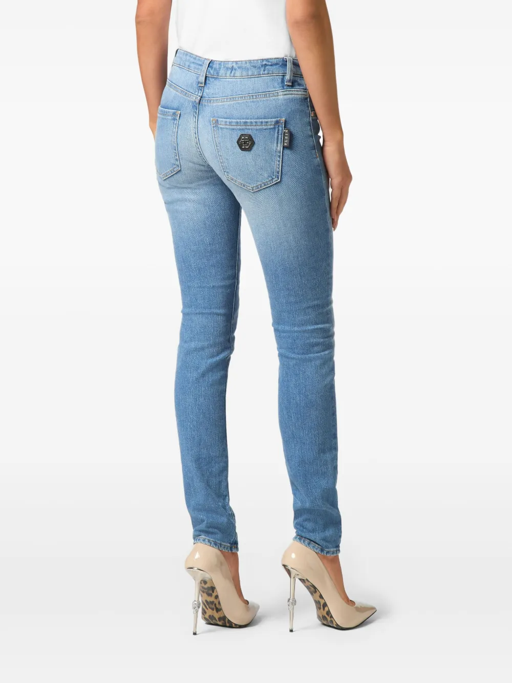 Philipp Plein Jeans met logopatch Blauw